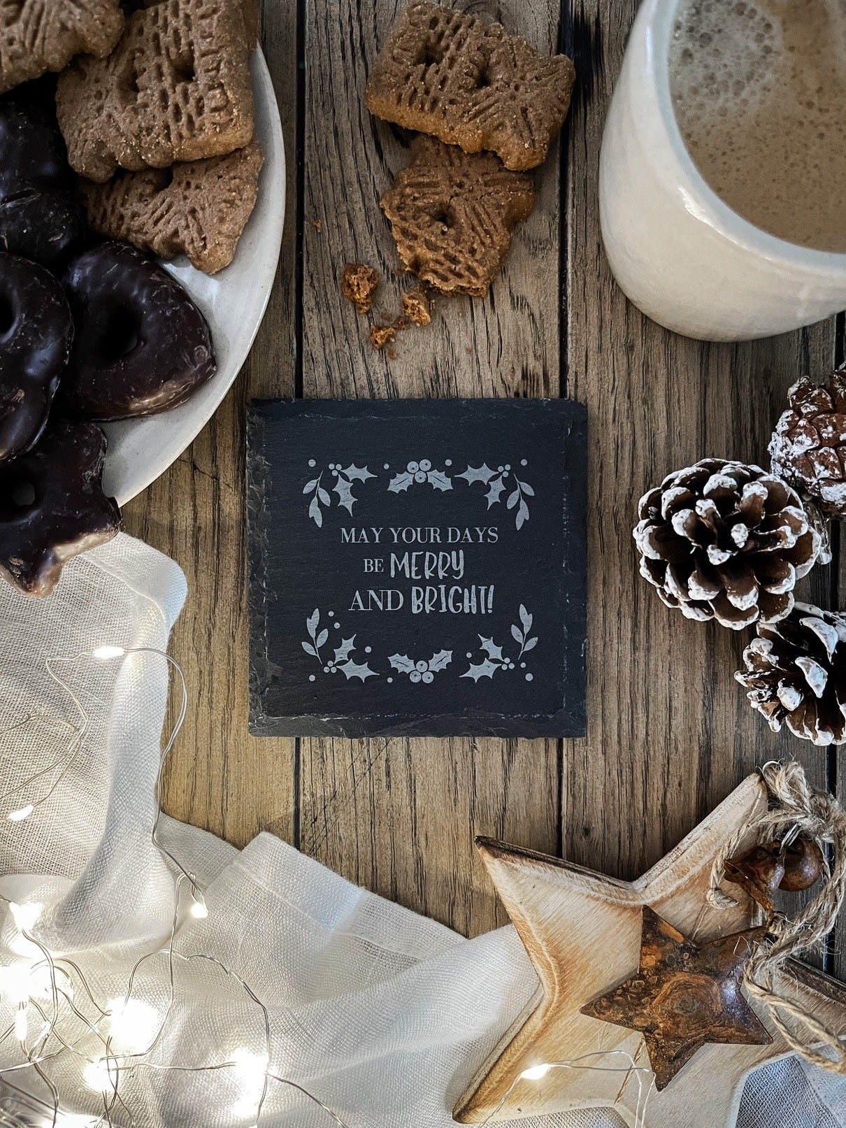Schiefer-Untersetzer | Weihnachten 4er-Set