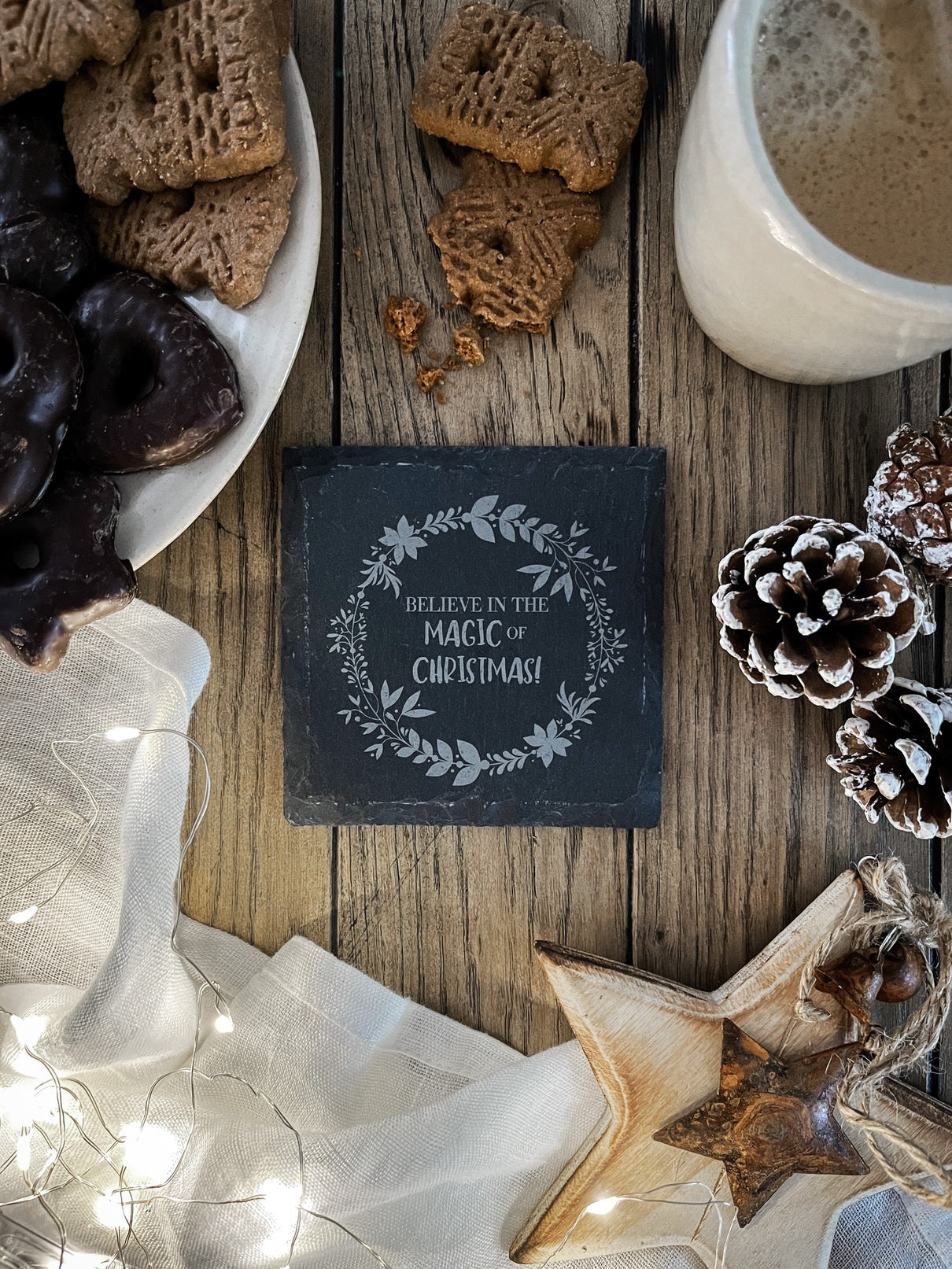 Schiefer-Untersetzer | Weihnachten 4er-Set