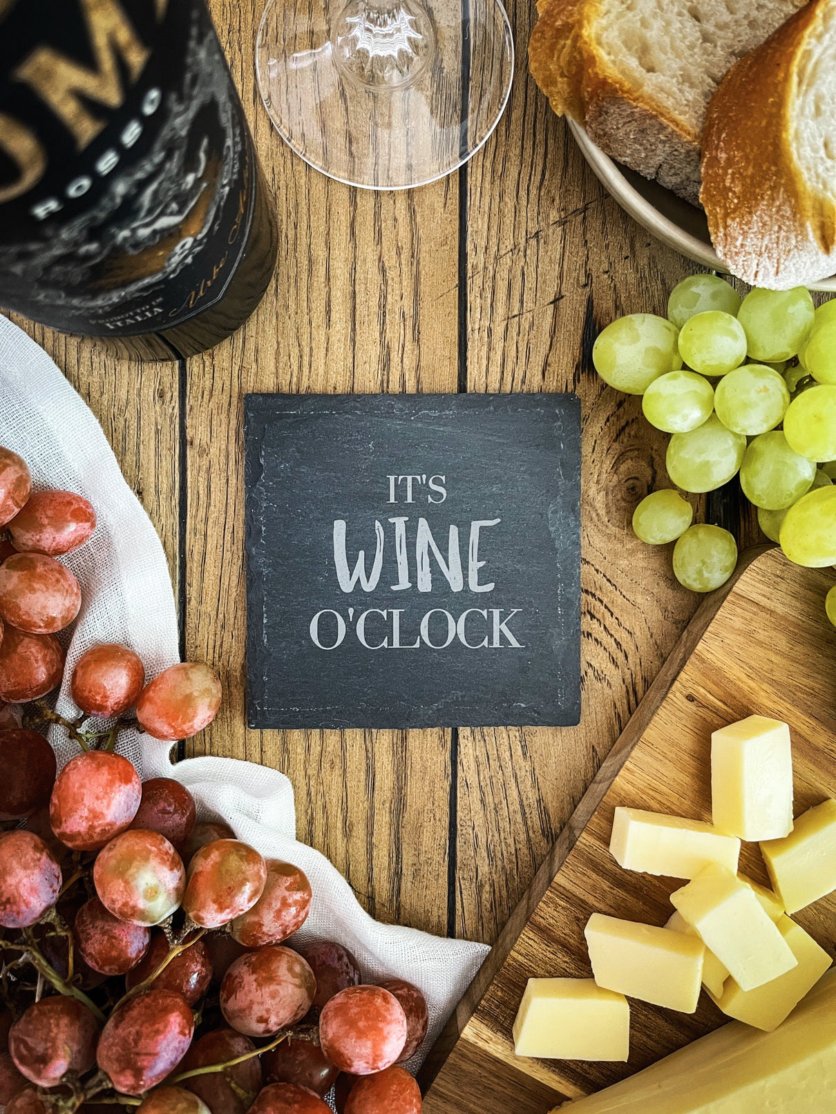 Schiefer-Untersetzer | Englische Wein-Sprüche 4er-Set