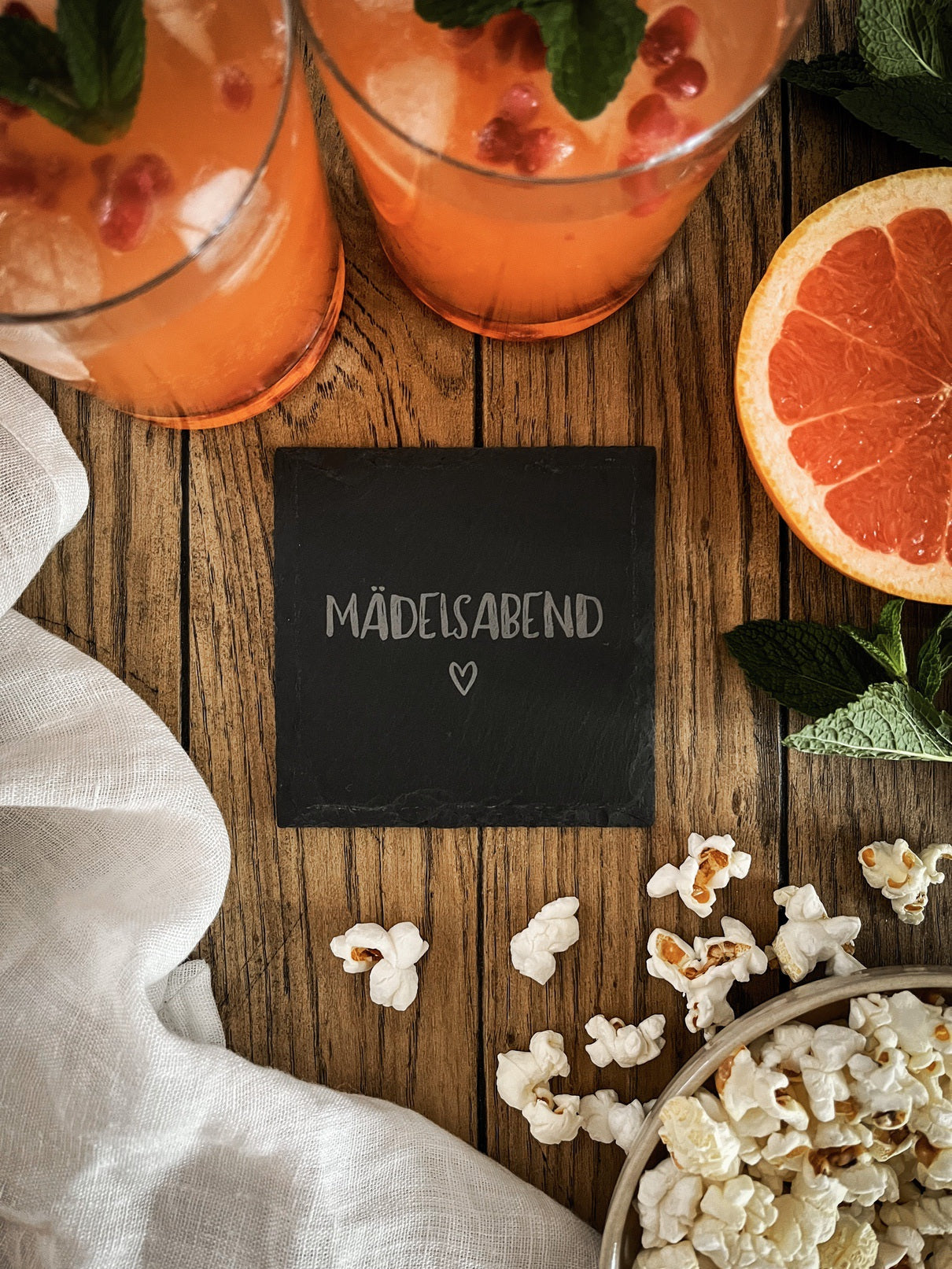 Schiefer-Untersetzer | Mädelsabend 4er-Set