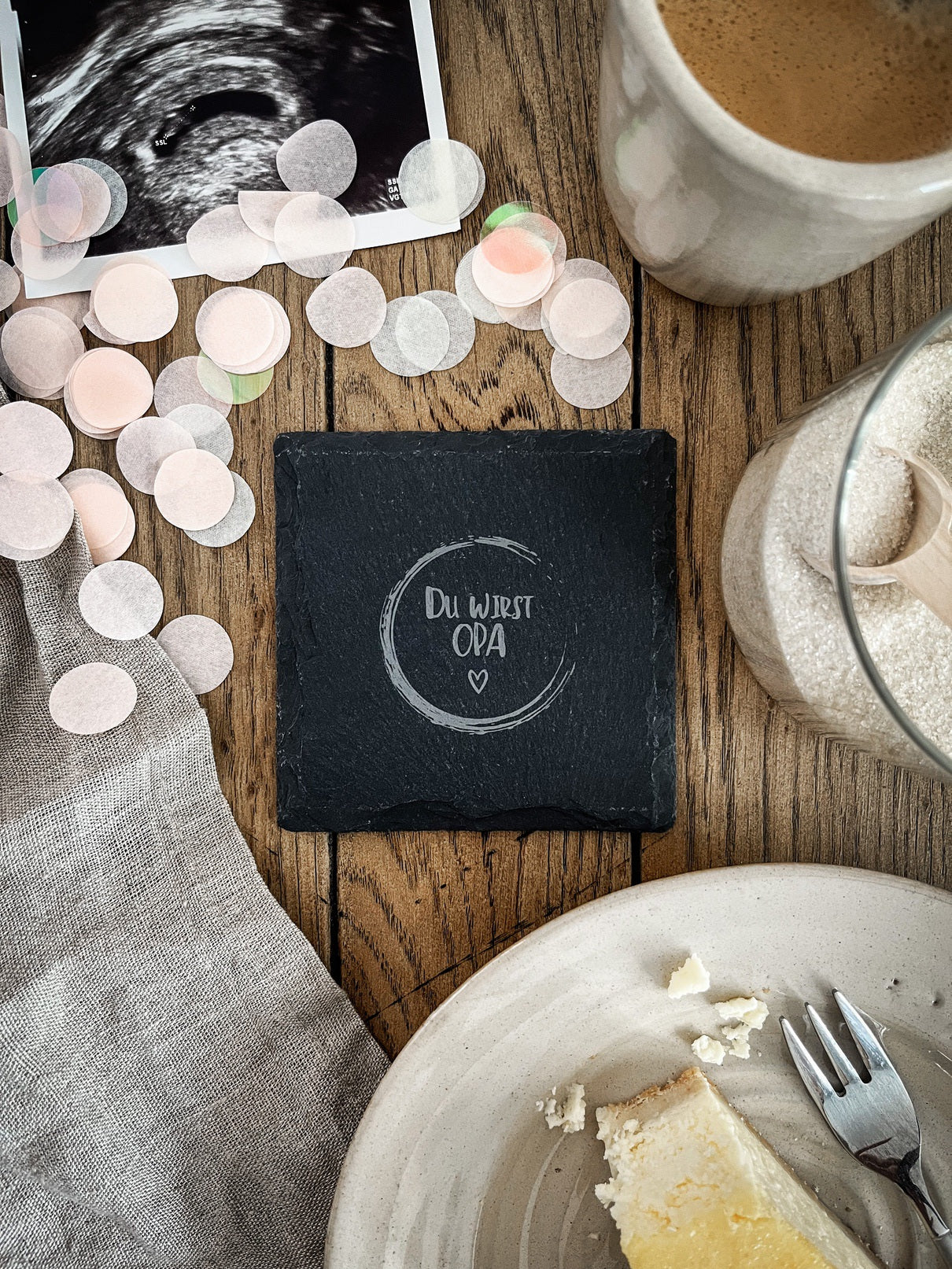 Schiefer-Untersetzer | Schwangerschaft verkünden