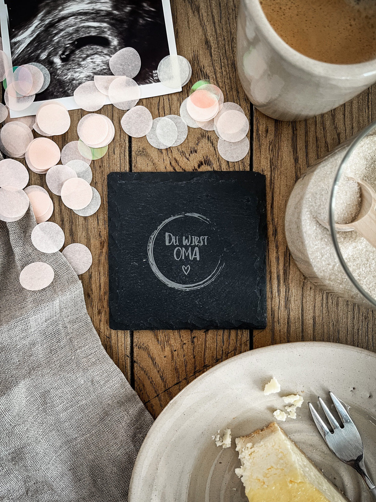 Schiefer-Untersetzer | Schwangerschaft verkünden