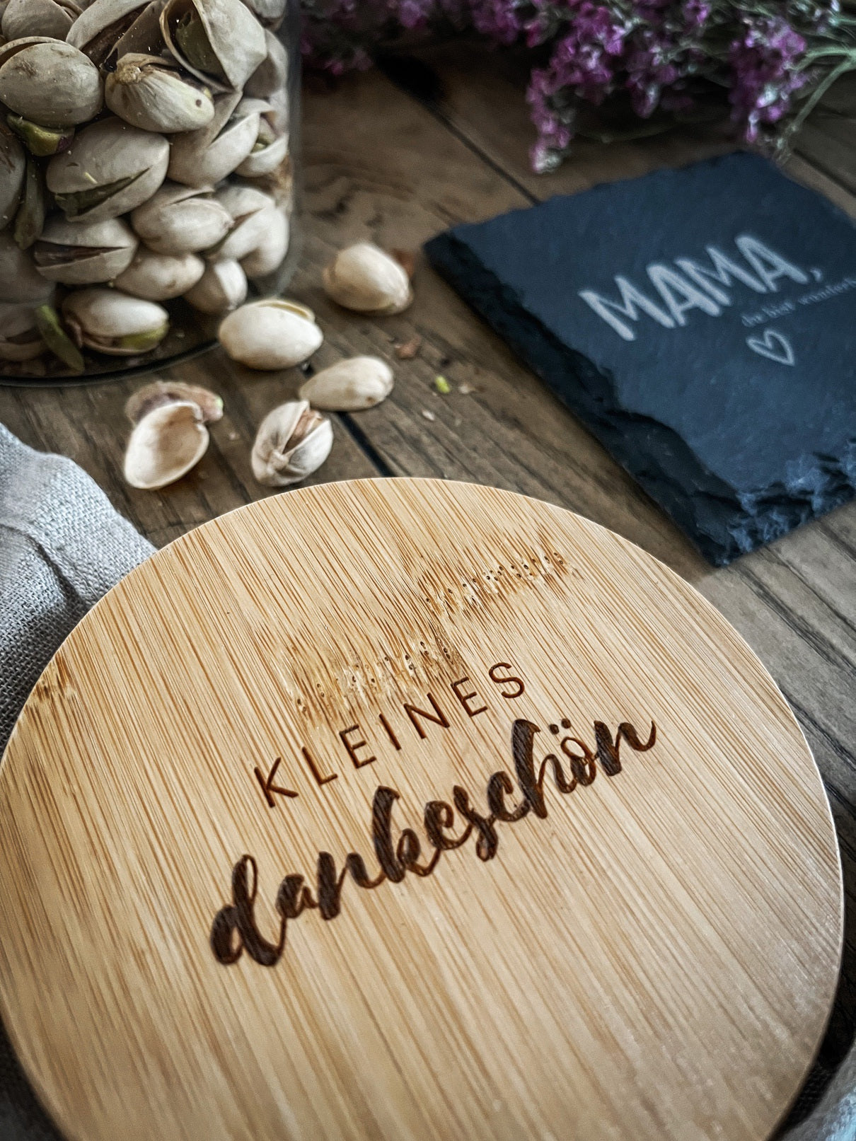 Geschenkset "Mama" | Vorratsglas 1000ml & Mama-Untersetzer