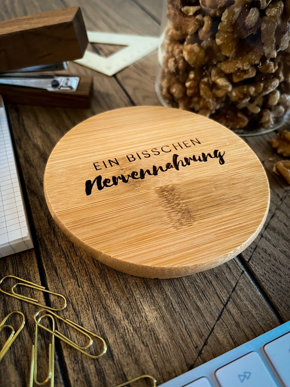 Vorratsglas mit Holzdeckel graviert | Ein bisschen Nervennahrung