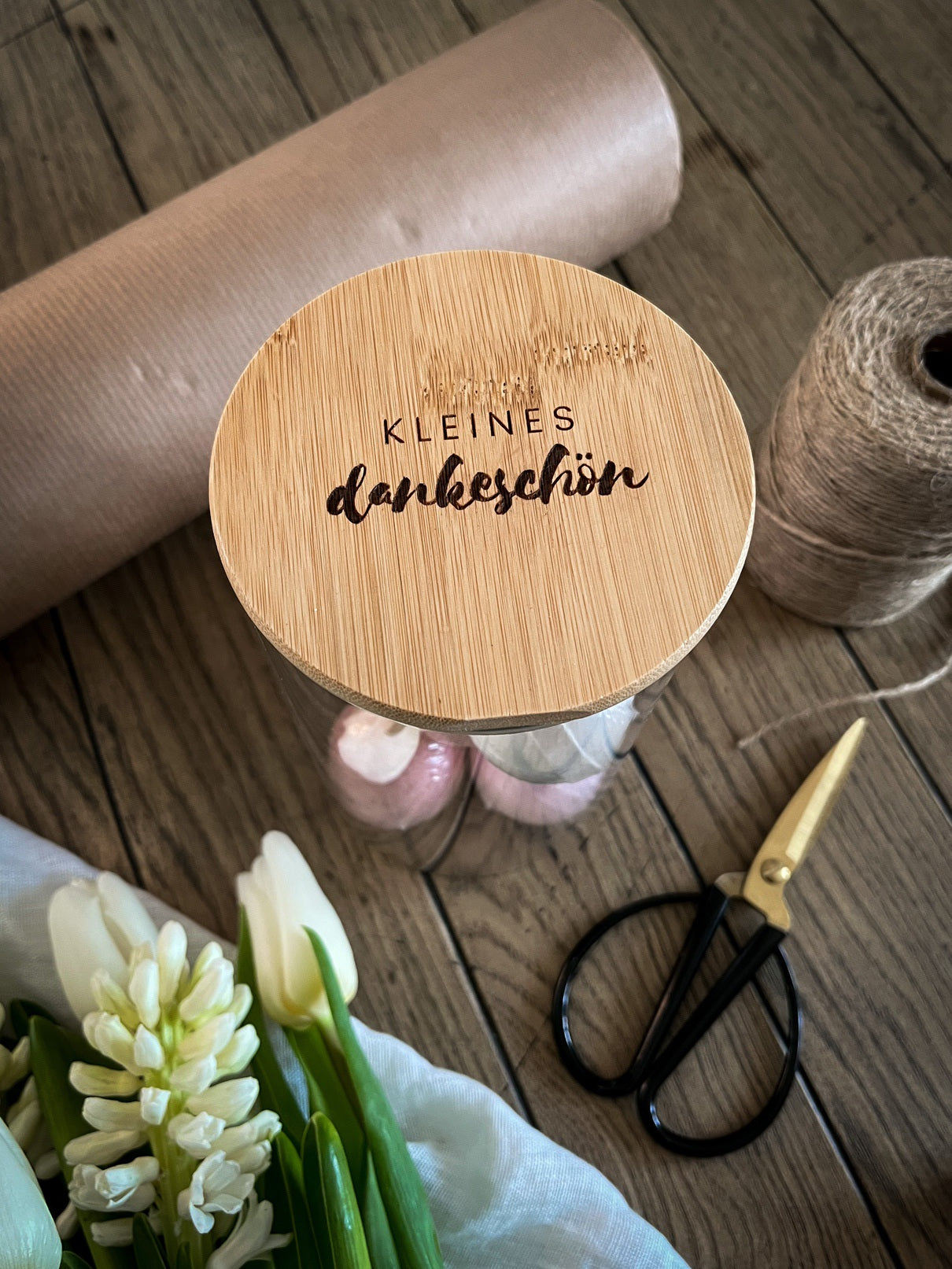 Vorratsglas mit Holzdeckel graviert | Kleines Dankeschön