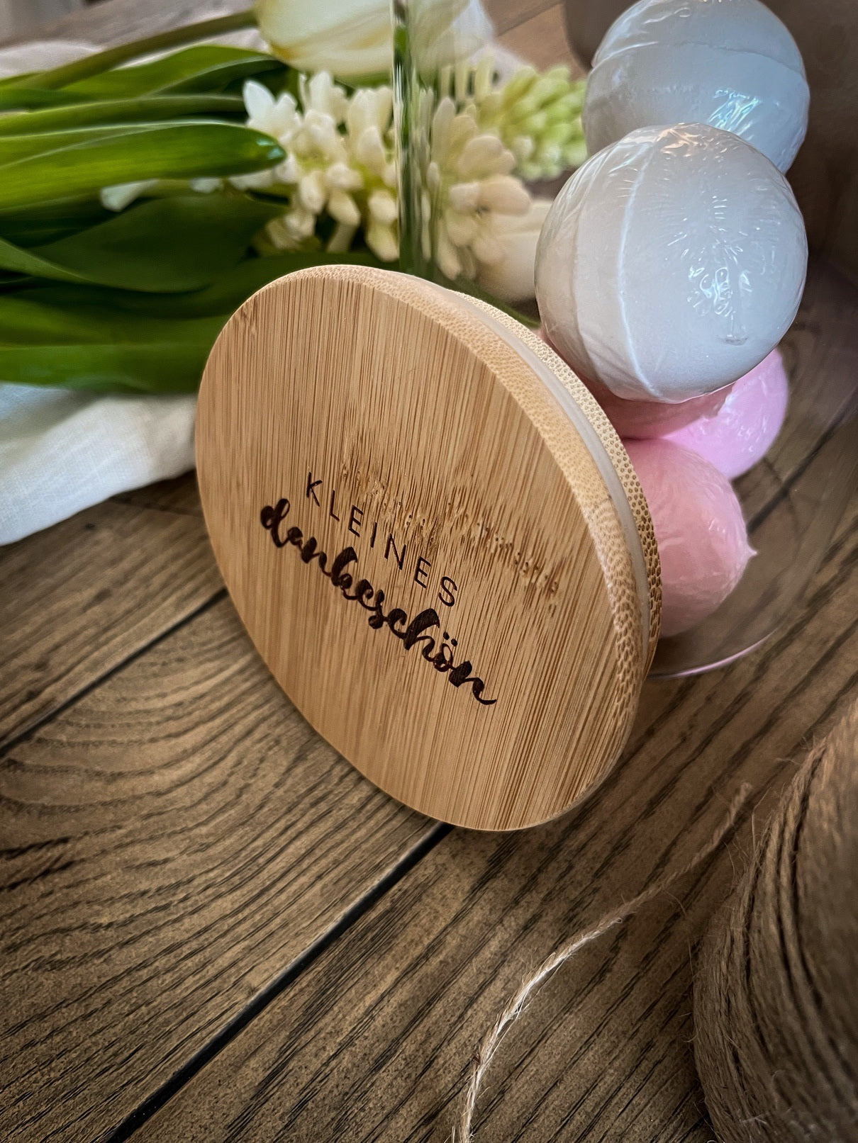 Vorratsglas mit Holzdeckel graviert | Kleines Dankeschön