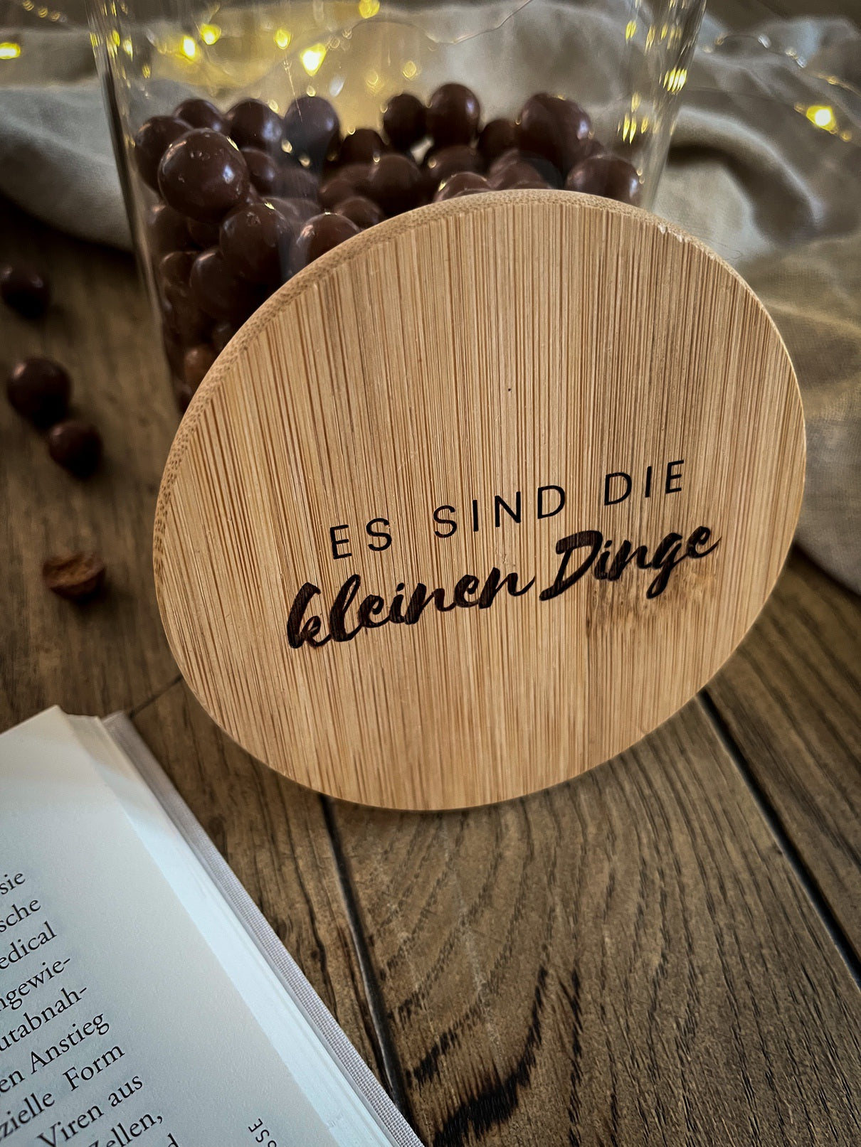 Vorratsglas mit Holzdeckel graviert | Es sind die kleinen Dinge