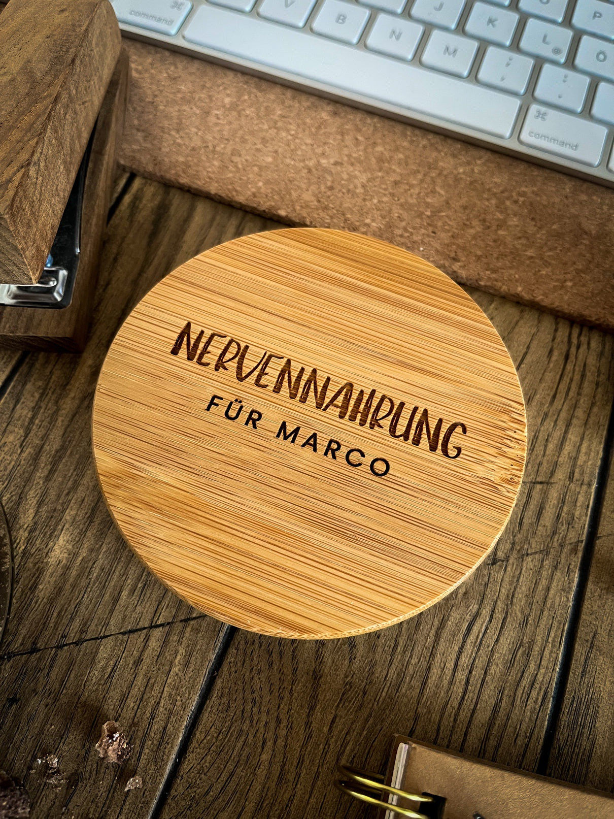 Personalisiertes Vorratsglas mit Holzdeckel graviert | Nervennahrung