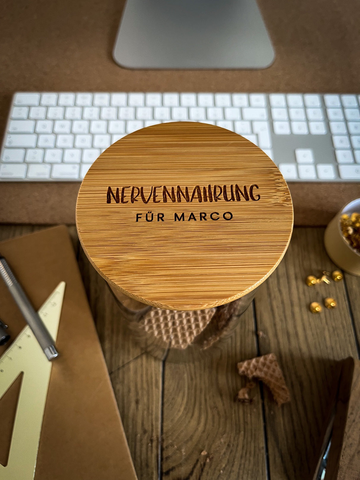 Personalisiertes Vorratsglas mit Holzdeckel graviert | Nervennahrung
