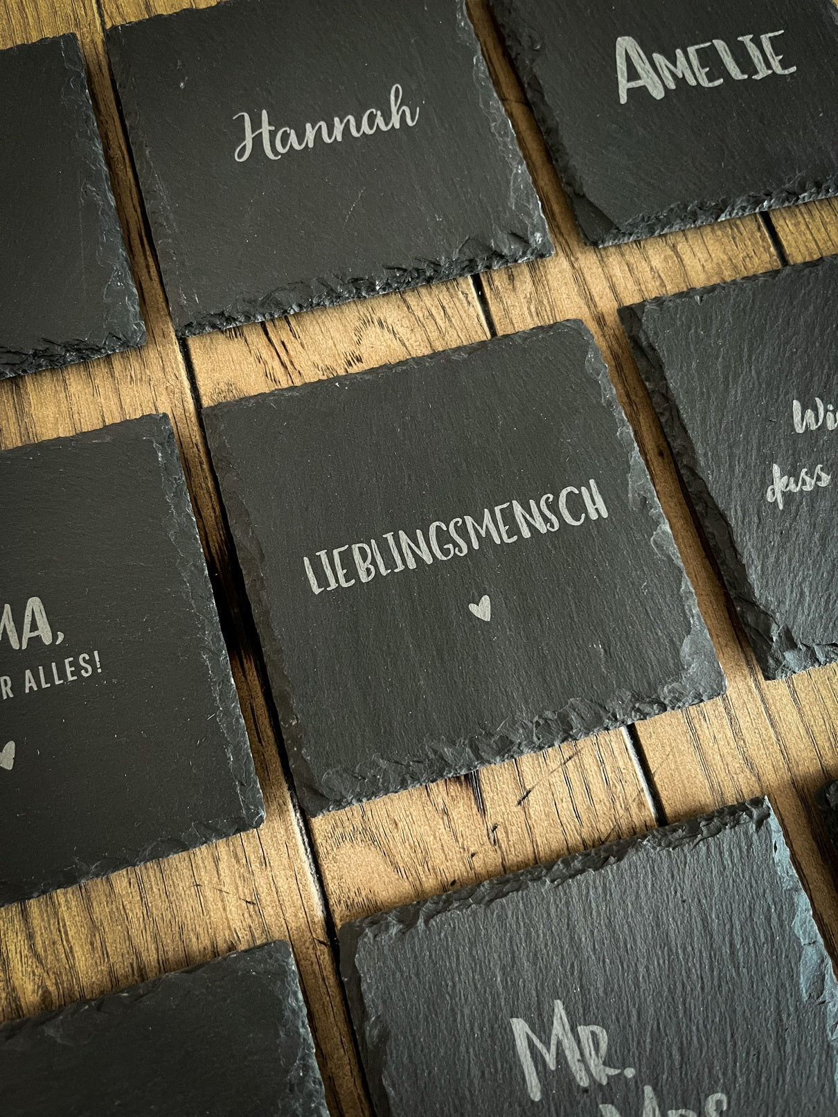 Personalisierte Schiefer-Untersetzer | Untersetzer mit Wunschtext