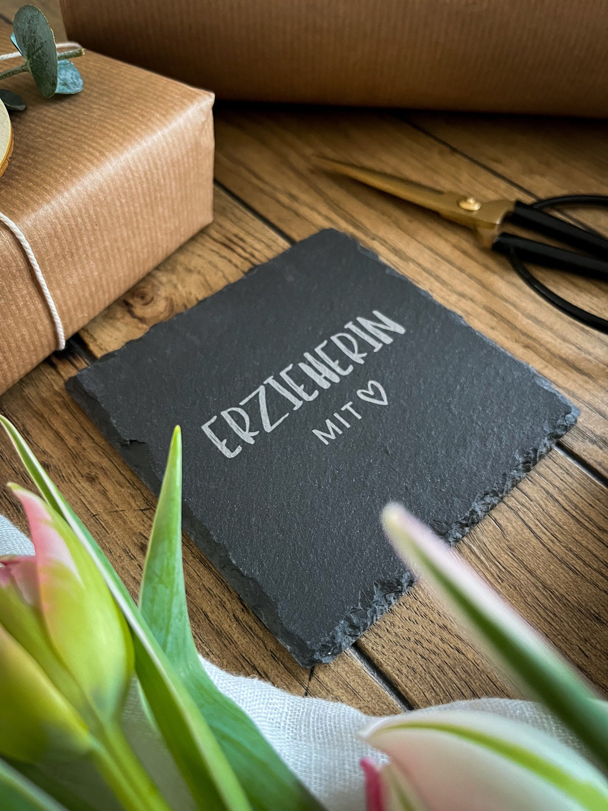 Personalisiertes Abschiedsgeschenk für Erzieher | Untersetzer Erzieher/in mit Herz