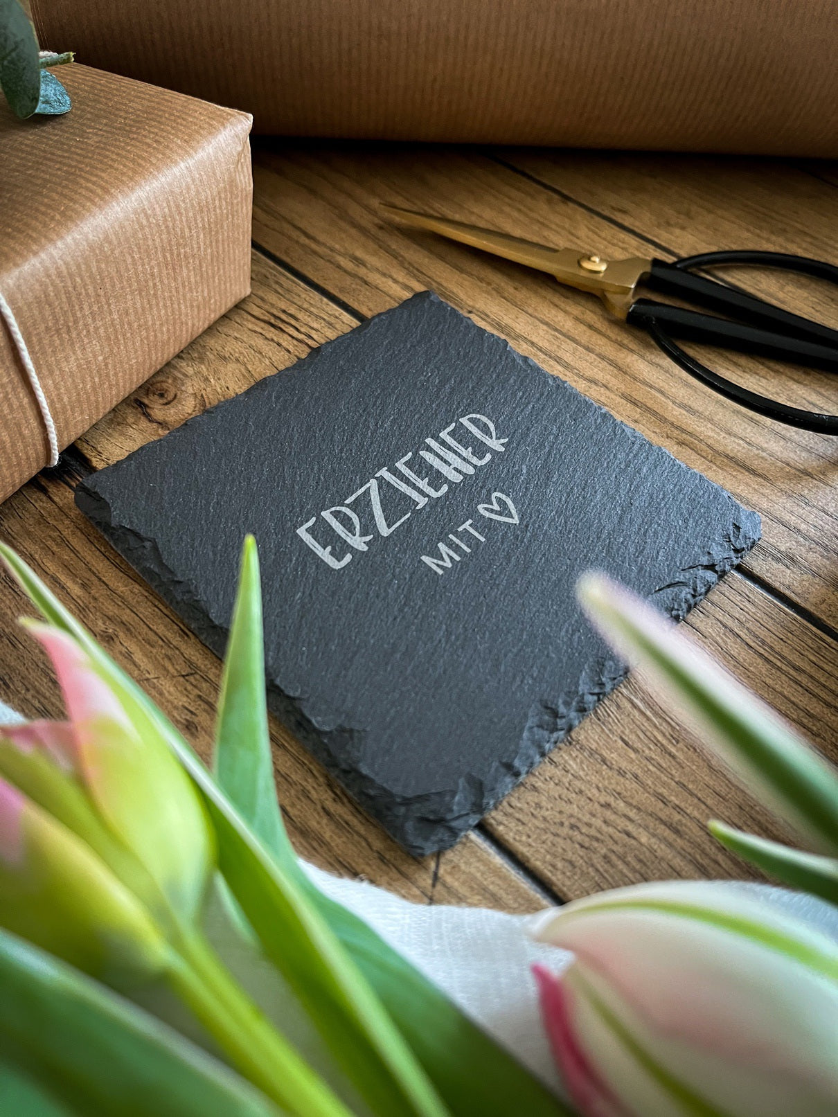 Personalisiertes Abschiedsgeschenk für Erzieher | Untersetzer Erzieher/in mit Herz