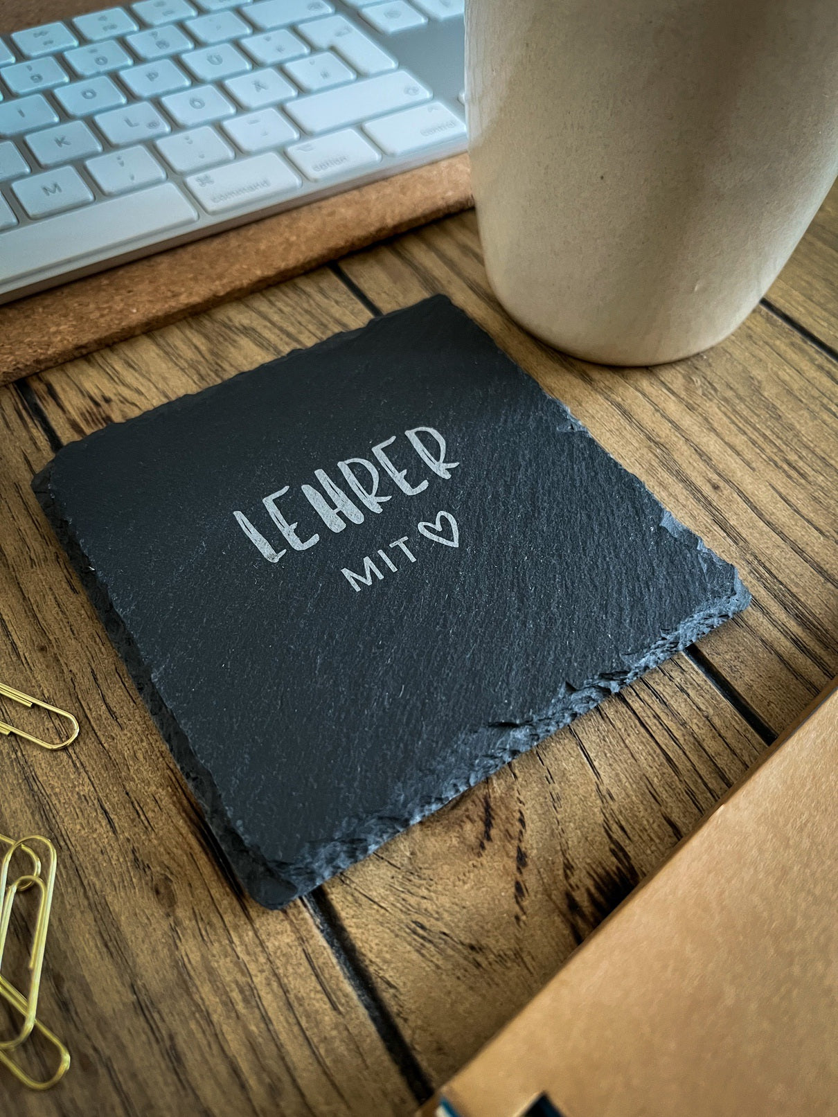 Personalisiertes Abschiedsgeschenk für Lehrer | Untersetzer Lehrer/in mit Herz