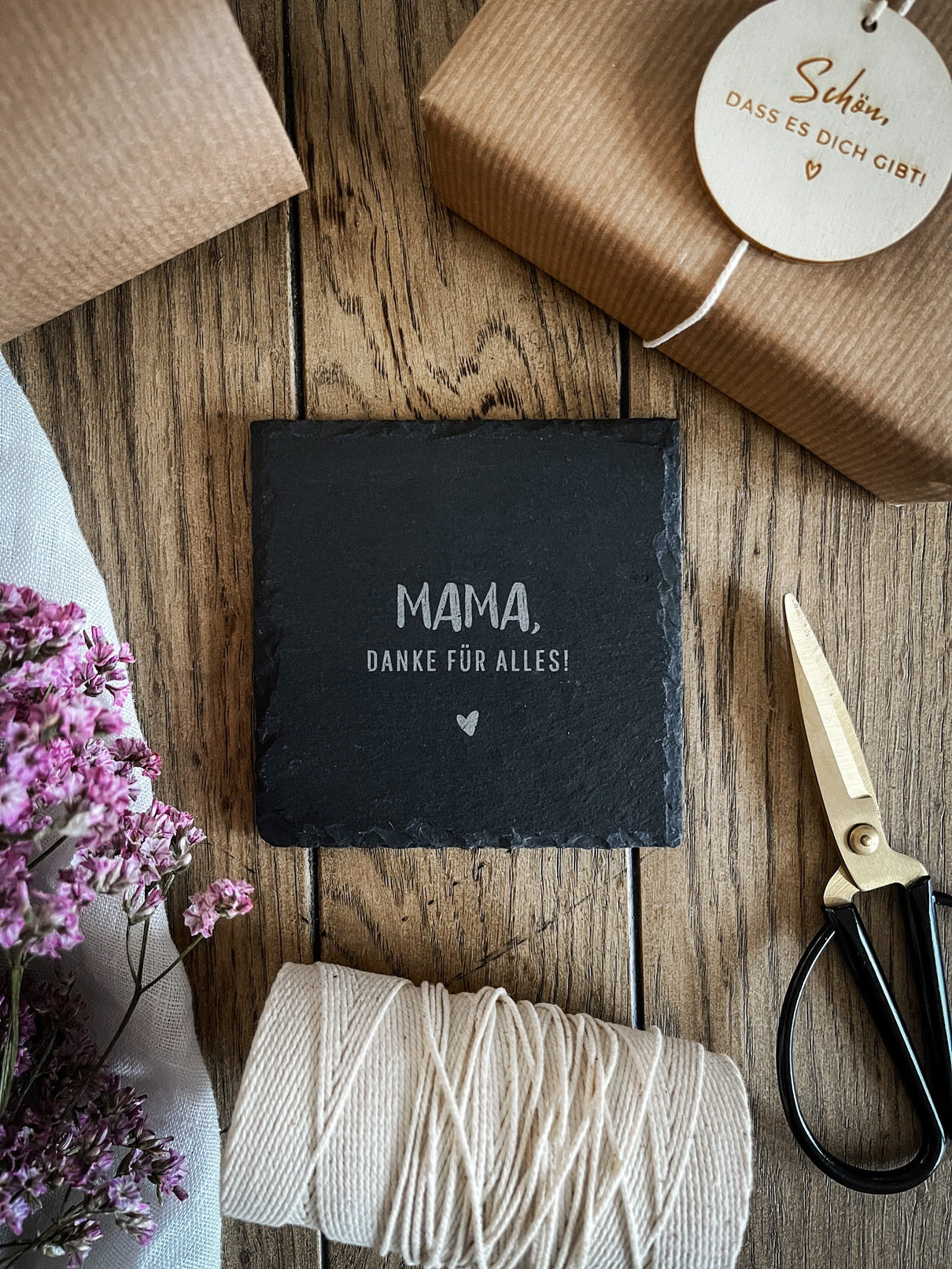 Schiefer-Untersetzer | Mama oder Papa