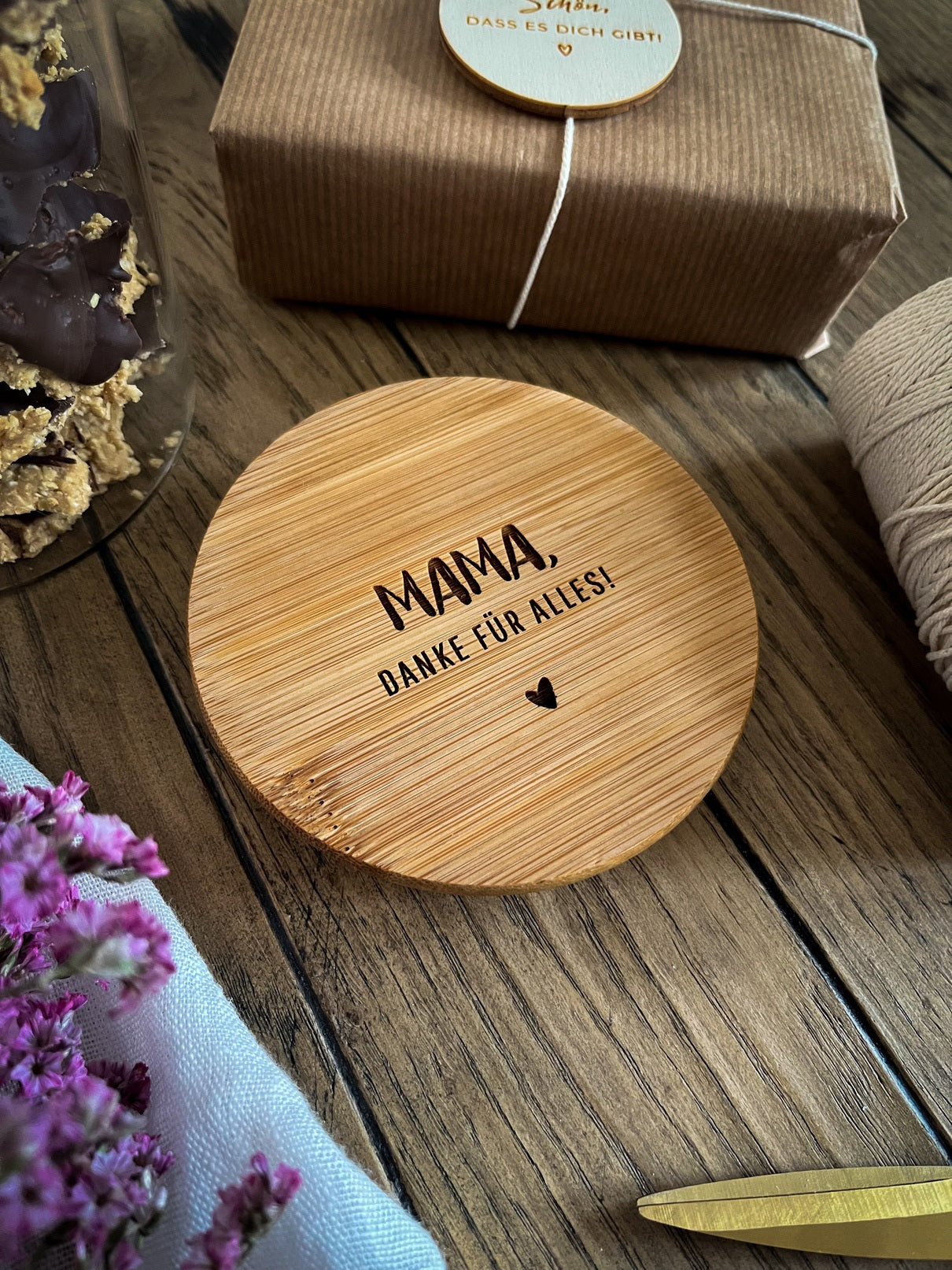 Personalisiertes Muttertagsgeschenk | Graviertes Vorratsglas mit Holzdeckel