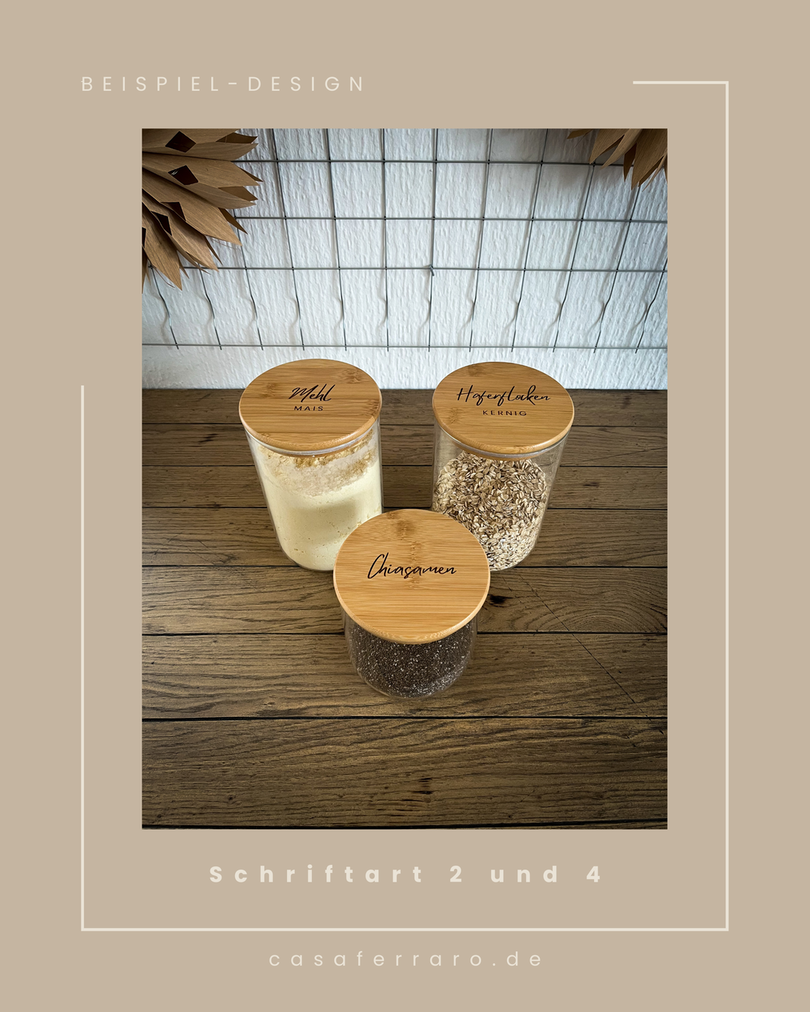 Personalisiertes Vorratsglas mit Holzdeckel | Individuelle Gravur mit Wunschtext