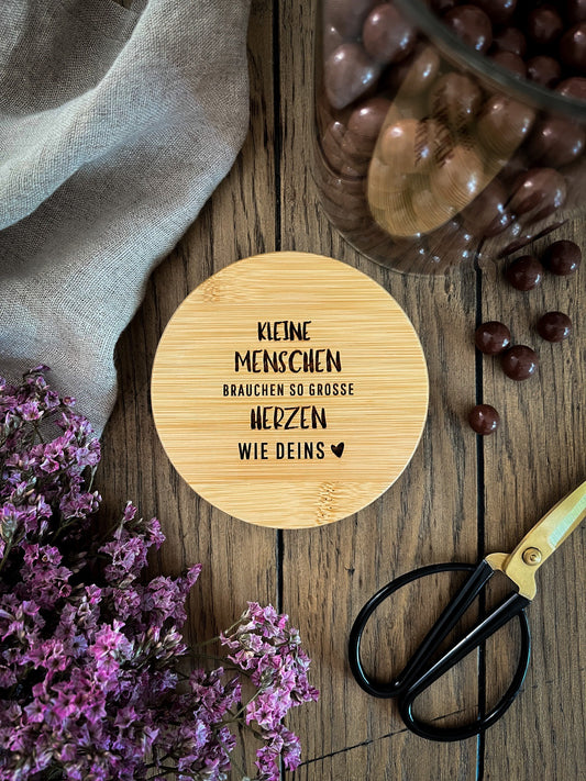 Vorratsglas mit Holzdeckel graviert | Kleine Menschen