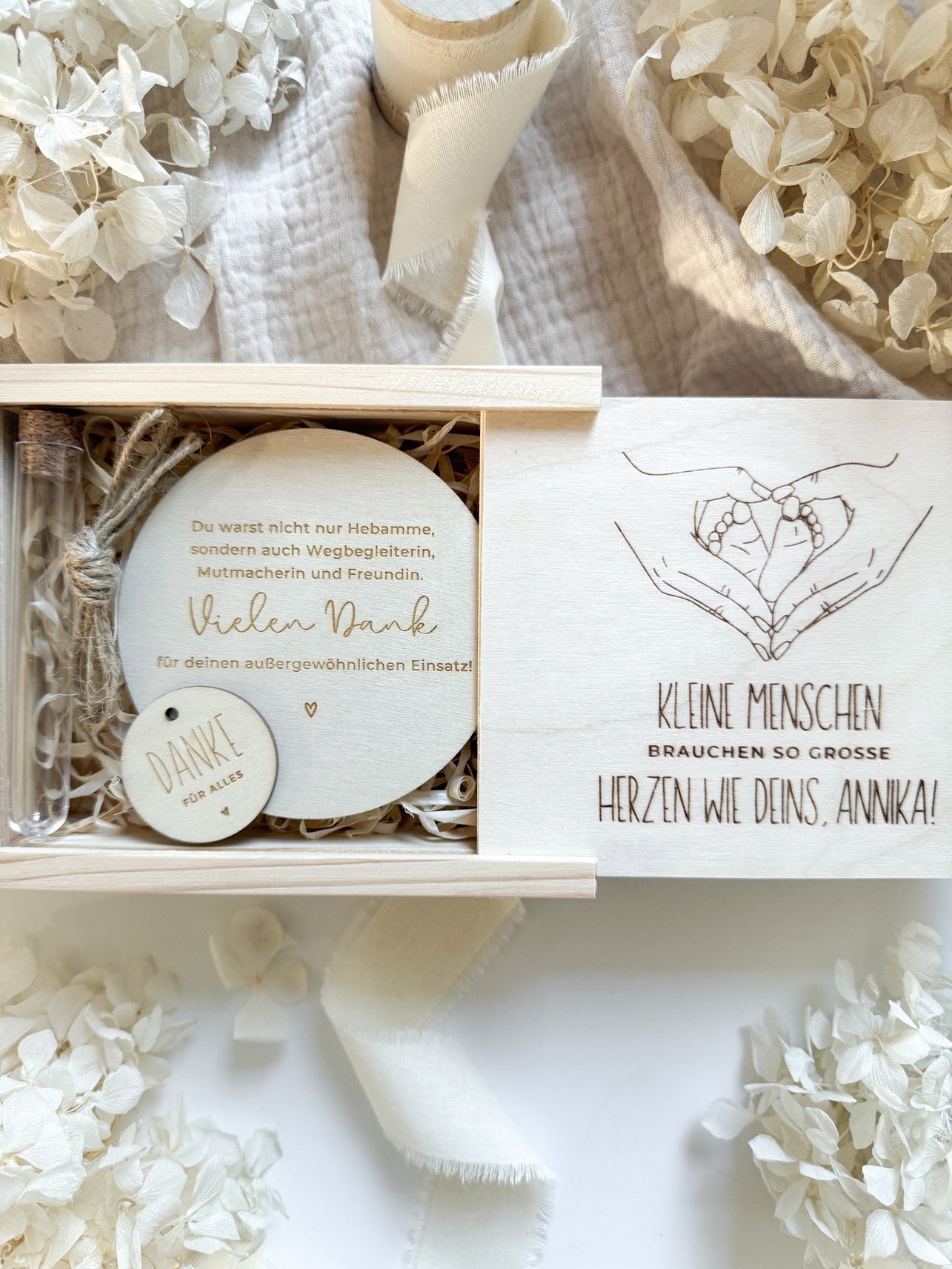 Personalisiertes Abschiedsgeschenk für Hebamme aus Holz