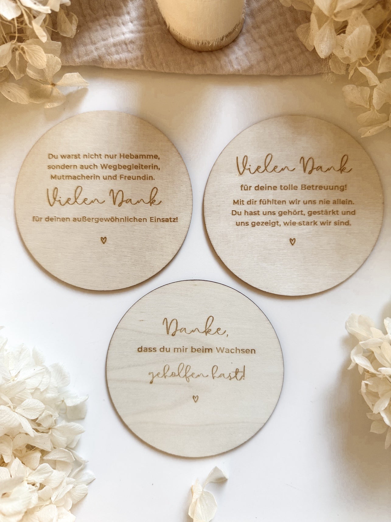 Personalisiertes Abschiedsgeschenk für Hebamme aus Holz