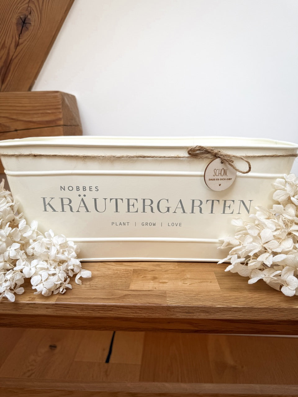 Personalisierter Metall-Blumenkasten "Kräutergarten" | Gravur "Plant Grow Love" | Geschenk zum Grillabend & Gartenparty