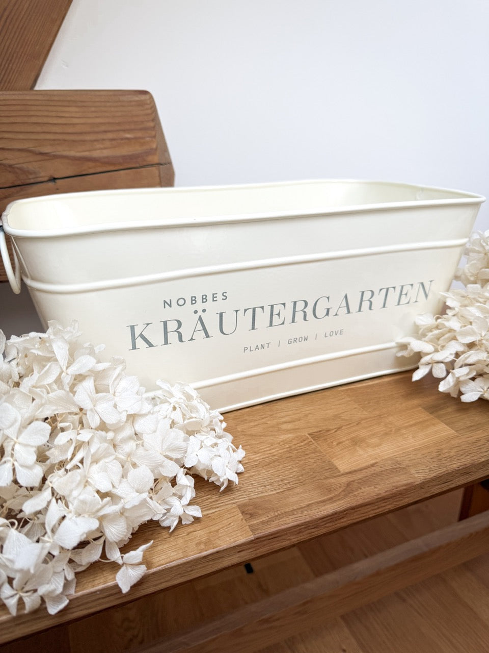 Personalisierter Metall-Blumenkasten "Kräutergarten" | Gravur "Plant Grow Love" | Geschenk zum Grillabend & Gartenparty