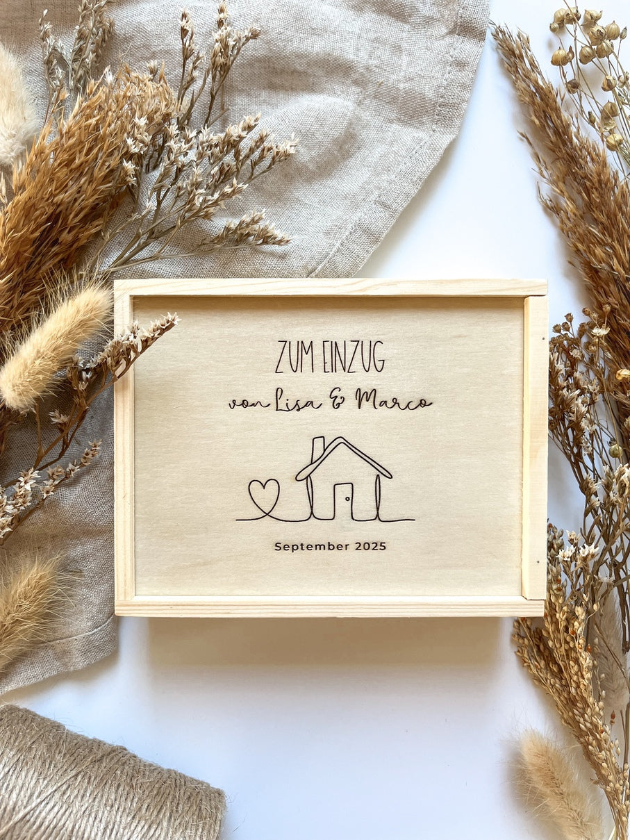 Personalisiertes Geldgeschenk zum Einzug aus Holz | Einzugsgeschenk