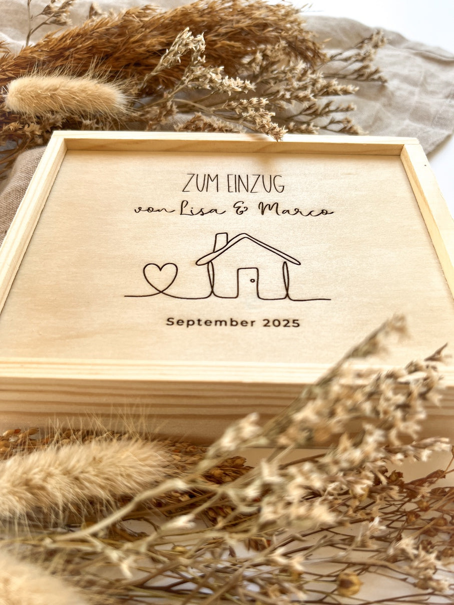 Personalisiertes Geldgeschenk zum Einzug aus Holz | Einzugsgeschenk