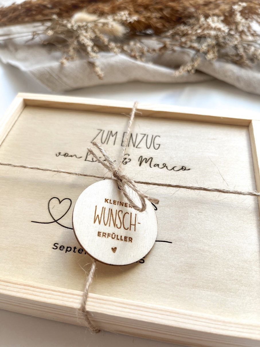 Personalisiertes Geldgeschenk zum Einzug aus Holz | Einzugsgeschenk
