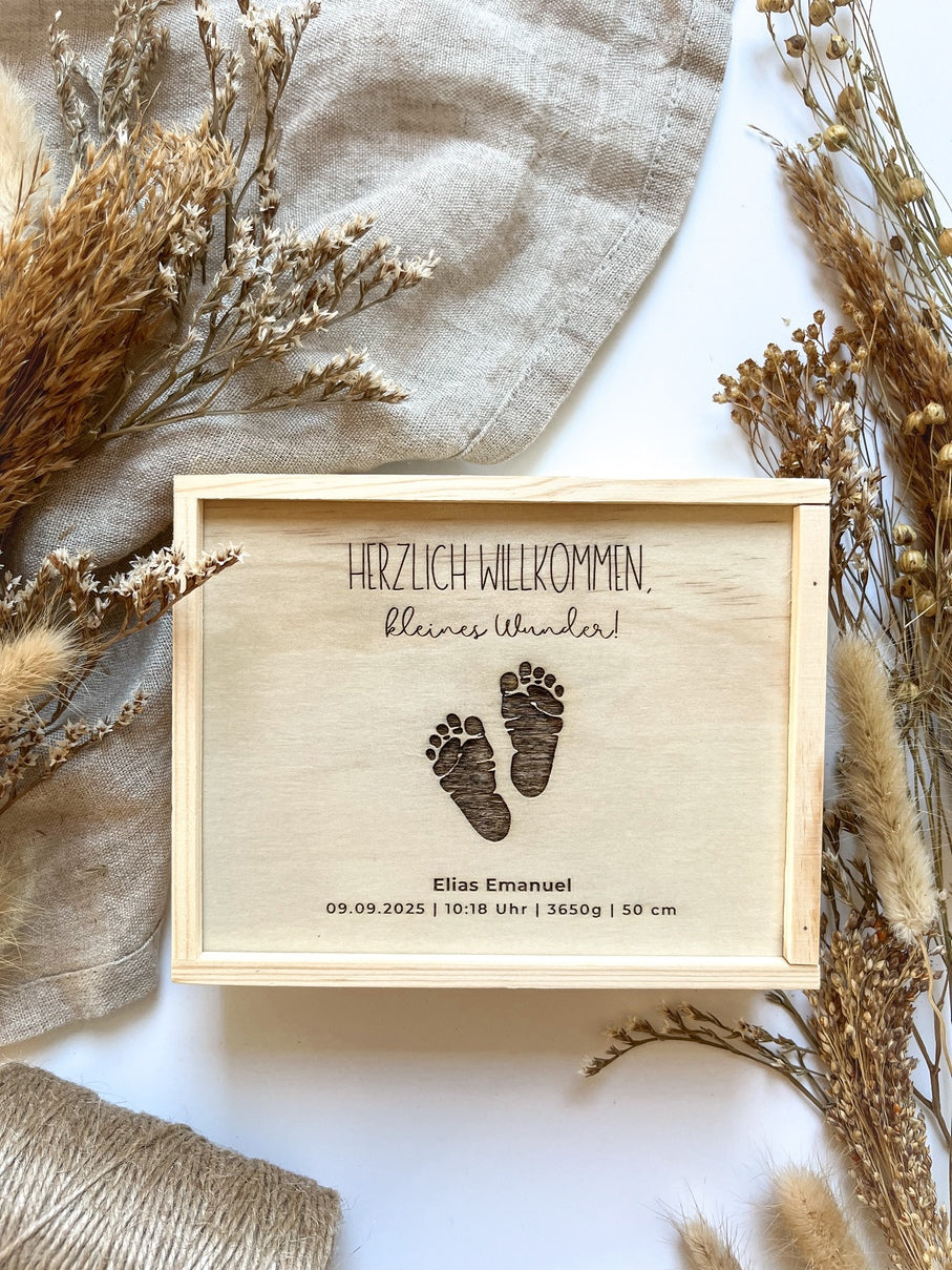 Geldgeschenk Geburt personalisiert - Geschenk zur Geburt - Erinnerungsbox Geburt Name Datum