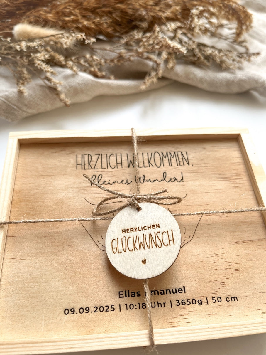Geldgeschenk Geburt personalisiert - Geschenk zur Geburt - Erinnerungsbox Geburt Name Datum