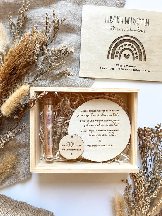 Geldgeschenk Geburt personalisiert - Geschenk zur Geburt - Erinnerungsbox Geburt Name Datum