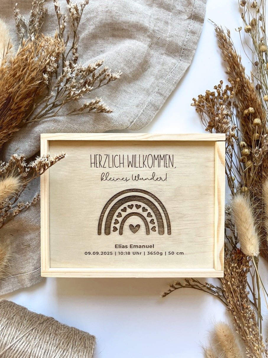 Geldgeschenk Geburt personalisiert - Geschenk zur Geburt - Erinnerungsbox Geburt Name Datum