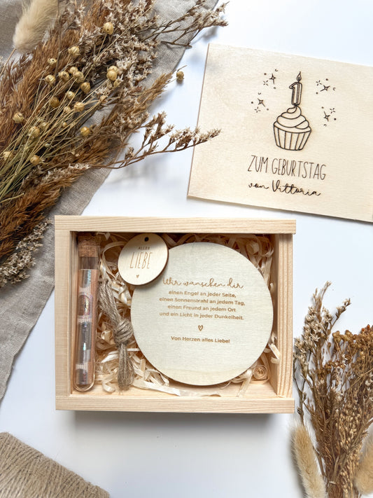 Personalisiertes Geldgeschenk Gravur & Namen zum 1. Geburtstag aus Holz