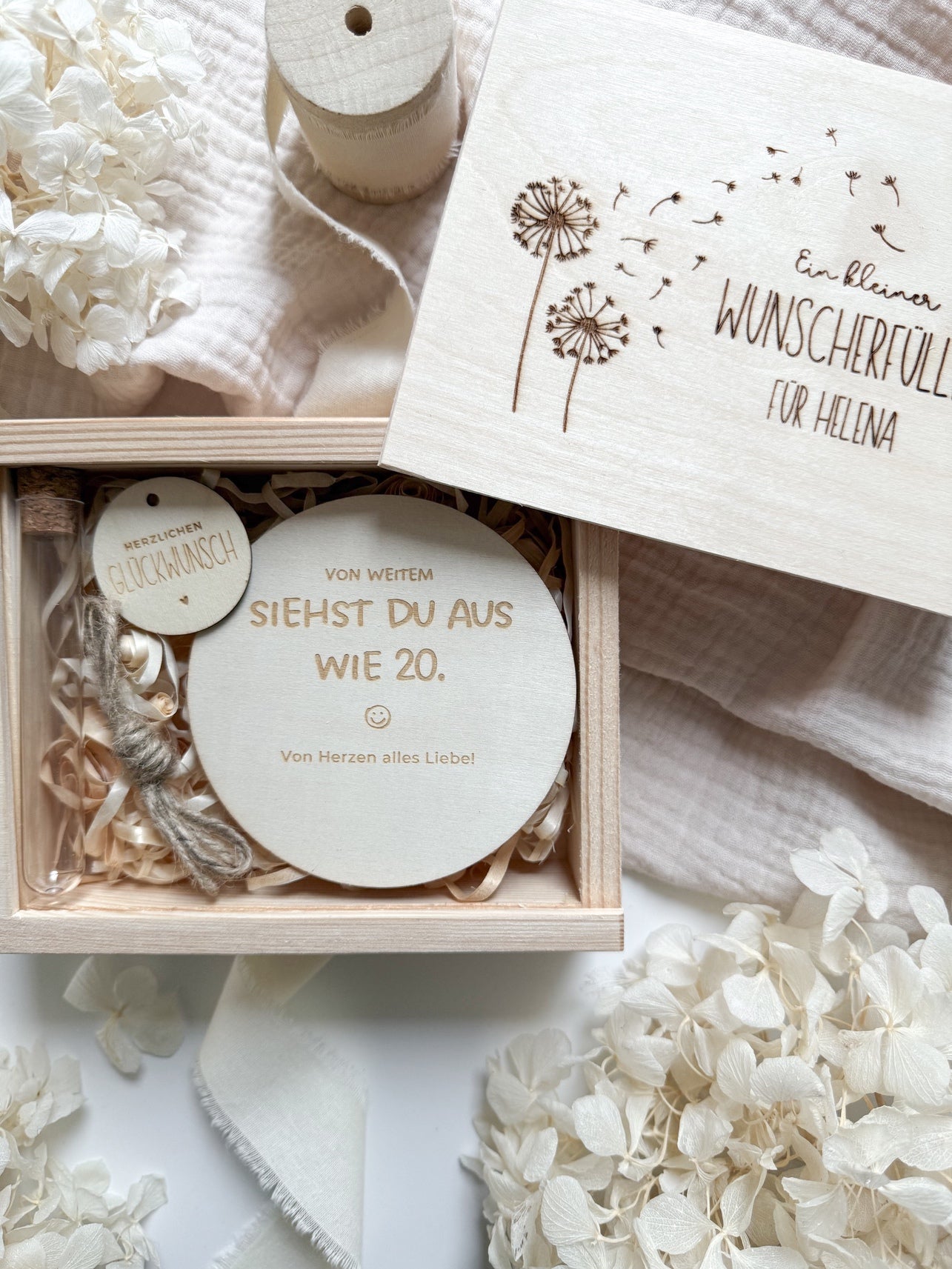 Personalisiertes Geldgeschenk zum Geburtstag aus Holz | Pusteblume