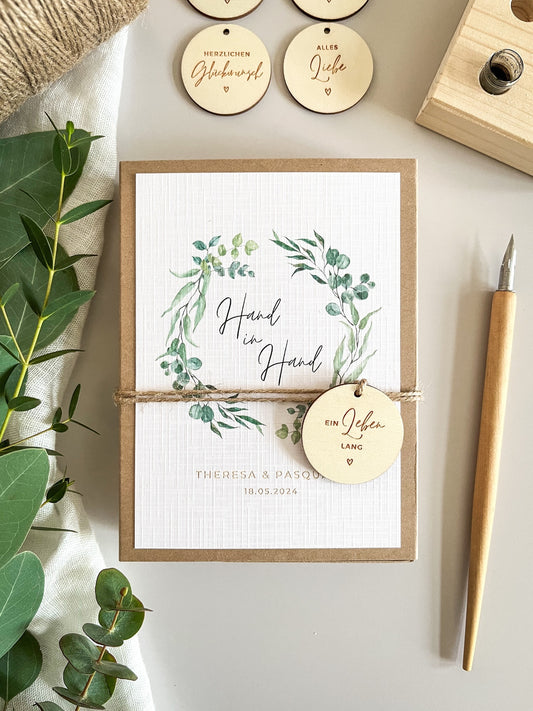 Personalisiertes Geldgeschenk zur Hochzeit | Greenery-Motiv