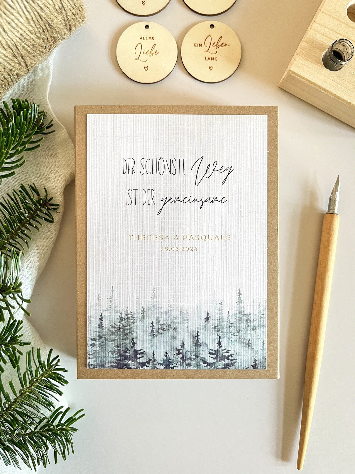 Personalisiertes Geldgeschenk zur Hochzeit | Tannen-Motiv