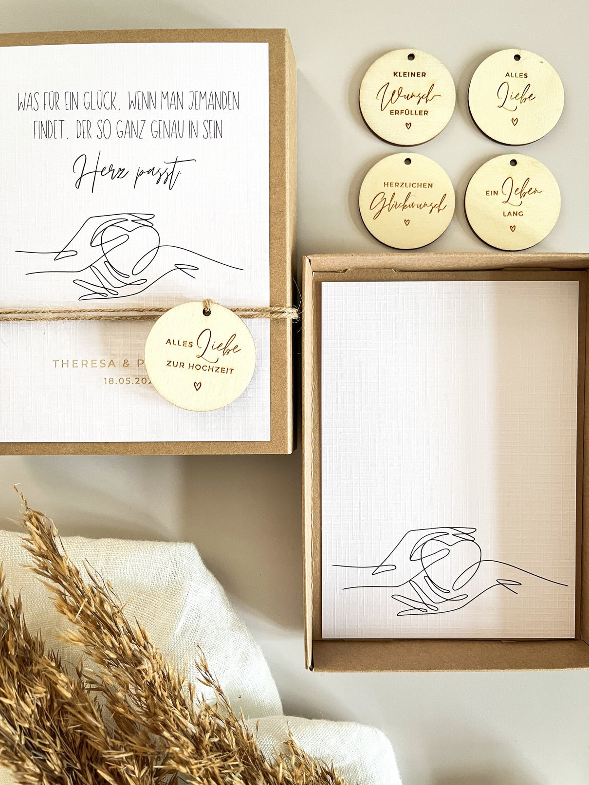 Personalisiertes Geldgeschenk zur Hochzeit | Minimalistisch | Hände mit Herz