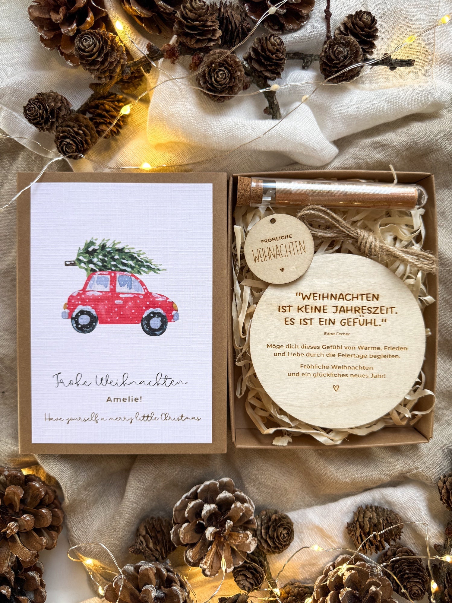 Personalisiertes Geldgeschenk zu Weihnachten | Auto mit Tanne