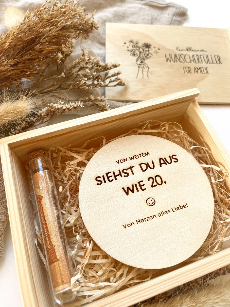 Personalisiertes Geldgeschenk zum Geburtstag aus Holz | Geschenk für die beste Freundin