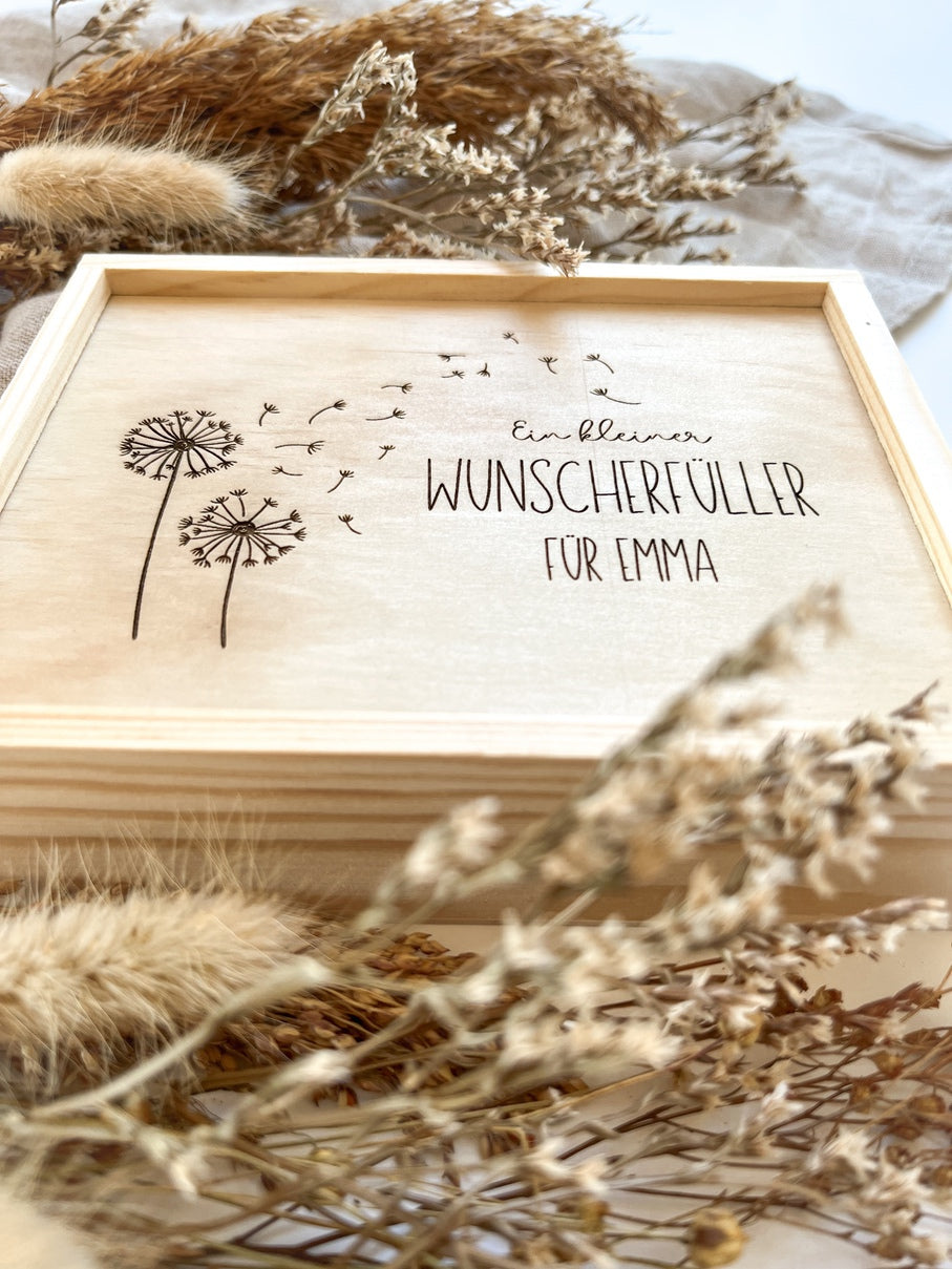Personalisiertes Geldgeschenk mit Namen zum Geburtstag aus Holz | Pusteblume