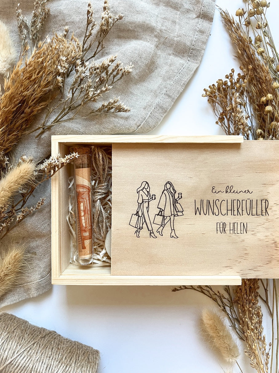 Personalisiertes Geldgeschenk mit Gravur und Namen zum Geburtstag aus Holz | Shopping