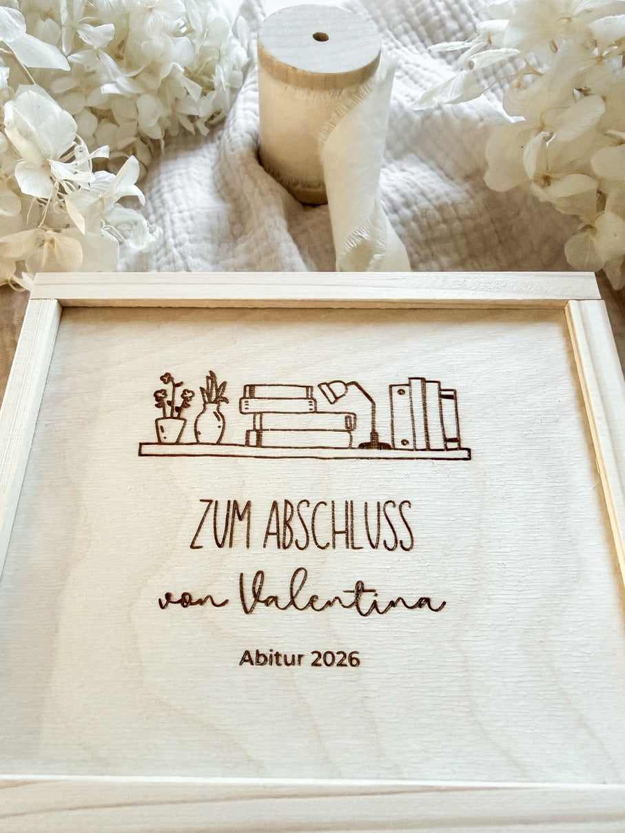 Personalisiertes Geldgeschenk zum Schulabschluss aus Holz