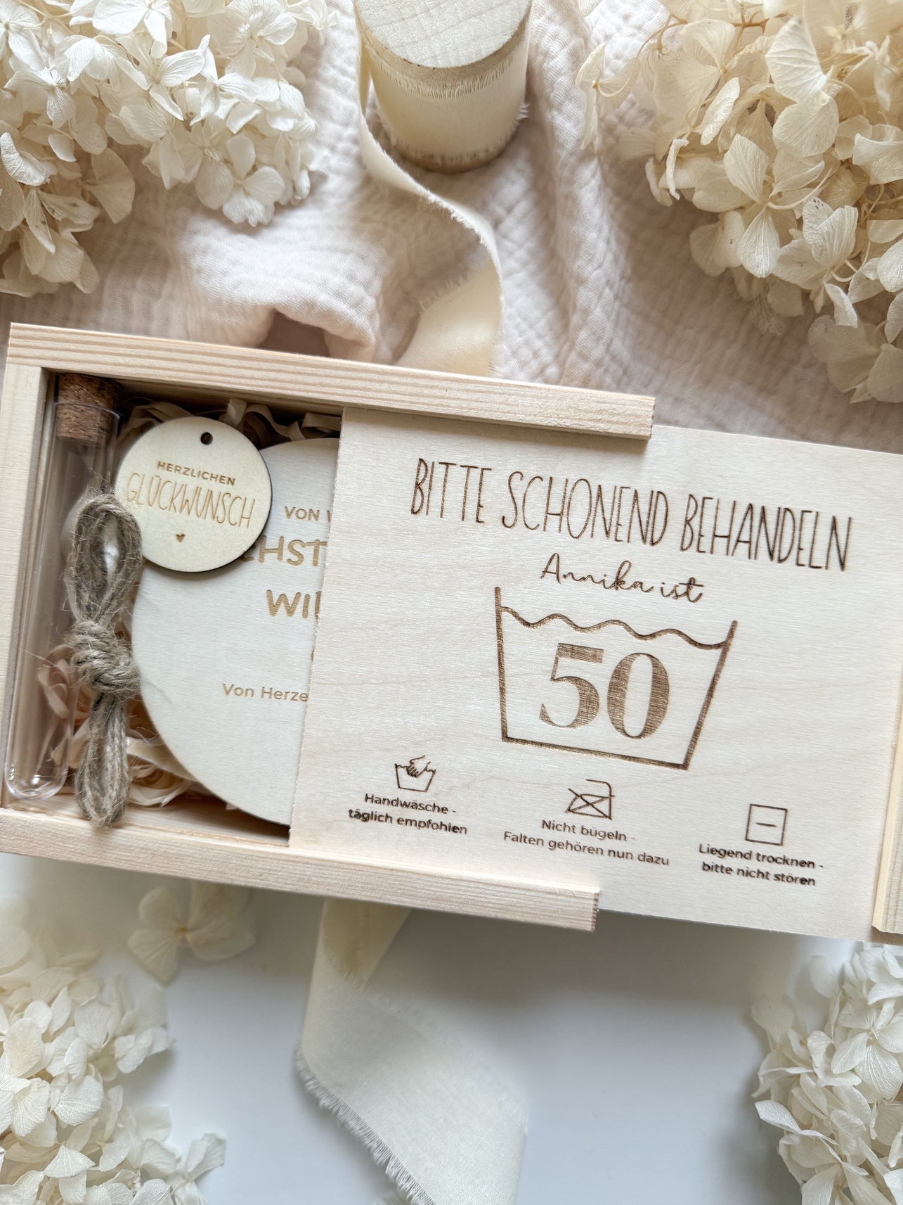 Personalisiertes Geldgeschenk zum 50. Geburtstag aus Holz