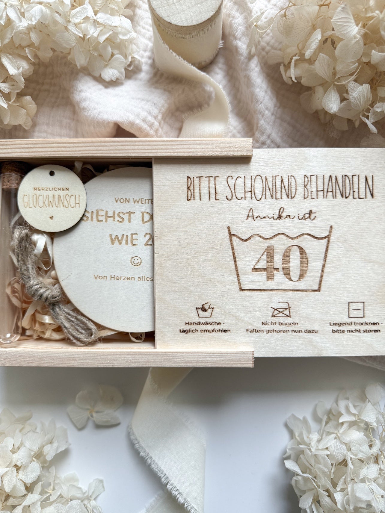 Personalisiertes Geldgeschenk zum 40. Geburtstag aus Holz