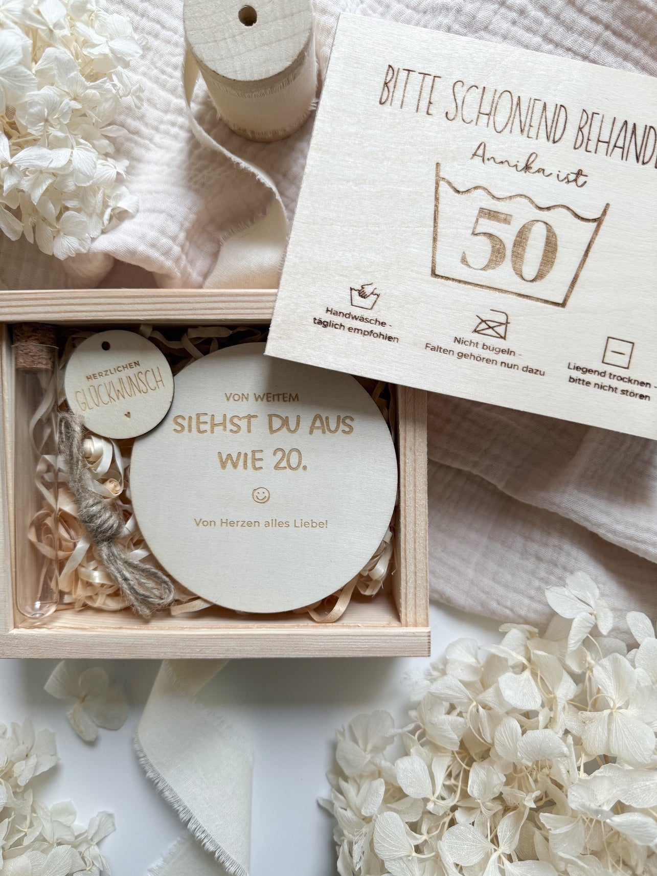 Personalisiertes Geldgeschenk zum 50. Geburtstag aus Holz