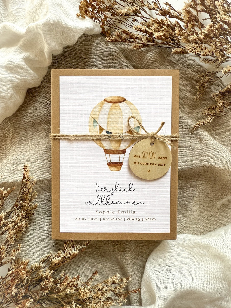 Personalisiertes Geldgeschenk zur Geburt | Heißluftballon