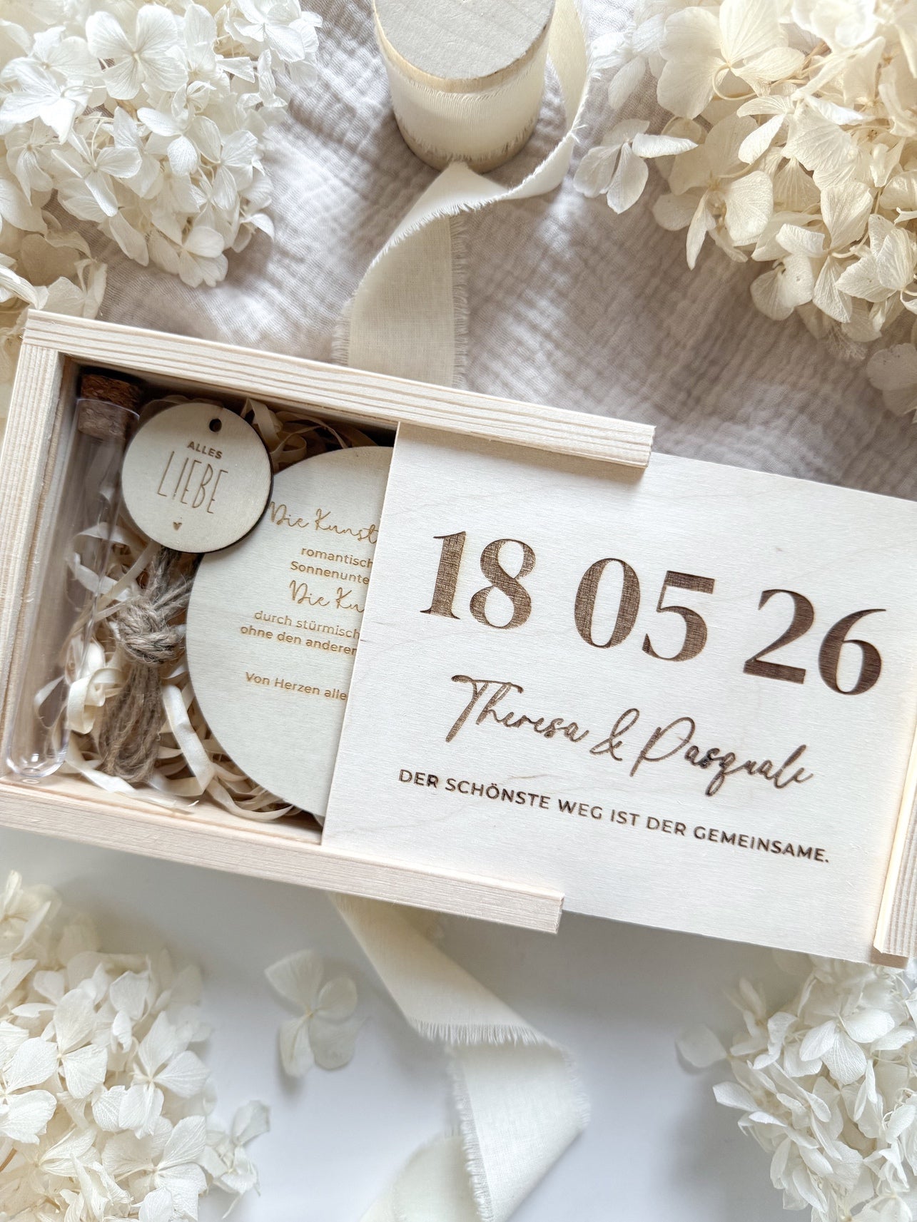 Personalisiertes Geldgeschenk aus Holz zur Hochzeit | Datum