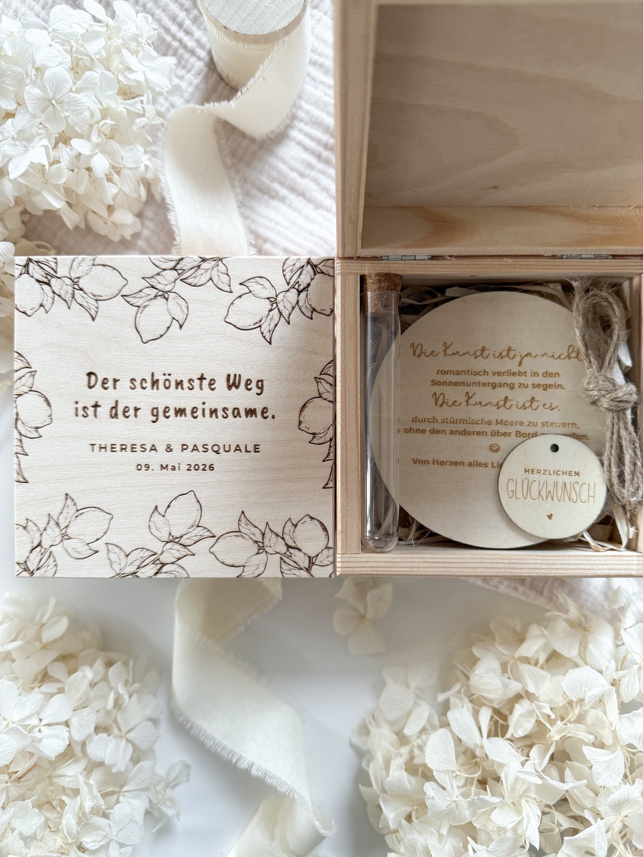 Personalisiertes Geldgeschenk aus Holz zur Hochzeit | Zitronen