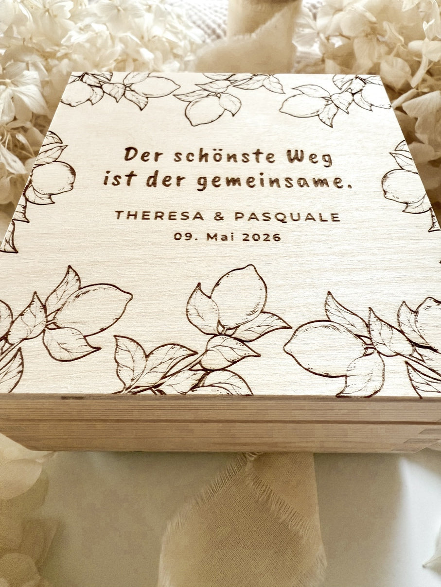 Personalisiertes Geldgeschenk aus Holz zur Hochzeit | Zitronen