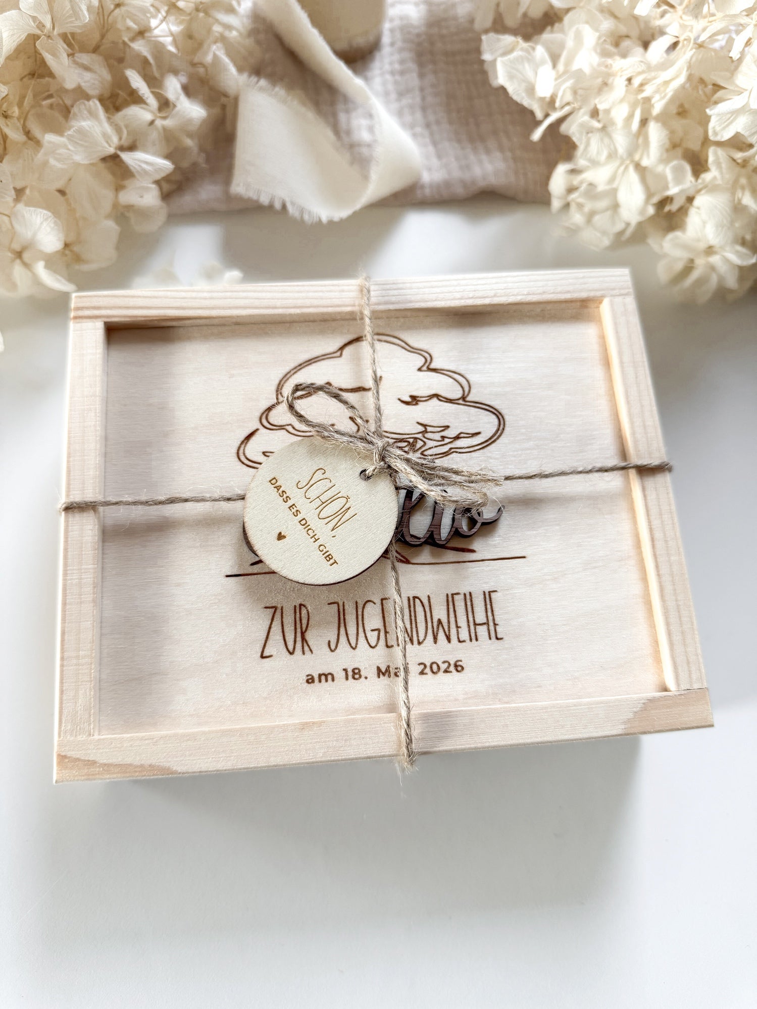 Personalisiertes Geldgeschenk aus Holz zur Jugendweihe | mit 3D-Schriftzug